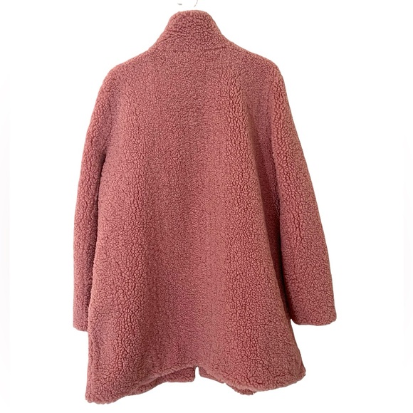 LOFT Pink Plush Funnel Neck Sherpa Teddy Zip Coat Size XL - Picture 3 of 7